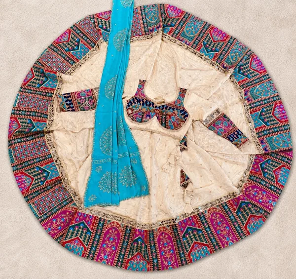 Tissue Silk Chaniya Choli – Ivory & Turquoise