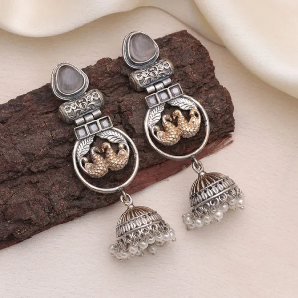 Swan Pearl Jhumka Earrings