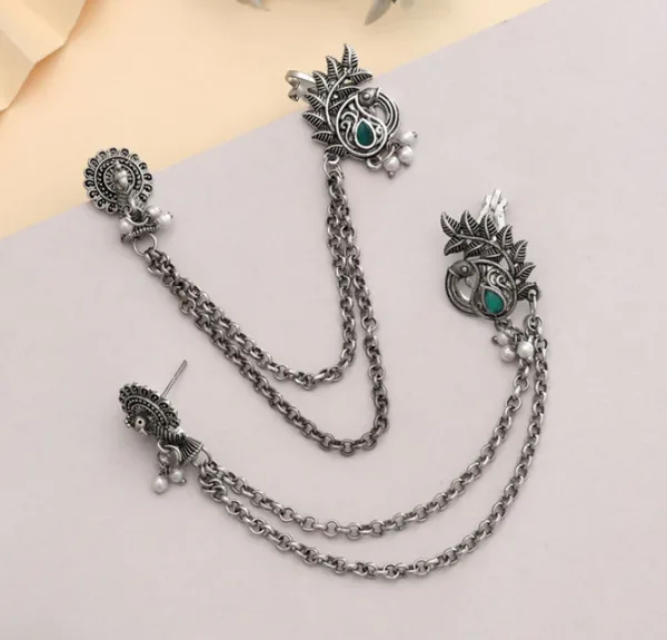 Vine Ear Cuff Chain Earrings